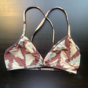 Velvet Sphynx Swimwear Brown/Yellow Pizza Crossback Bikini Top size Small EUC